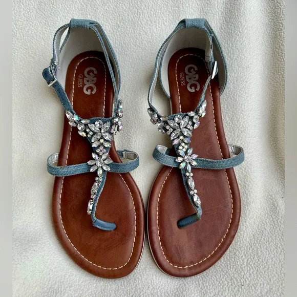New Guess Rihnestone cloudwalker sandals - size 9M - Picture 1 of 6